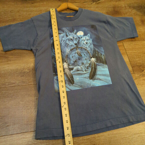 VTG Wolf Dreamcatcher Moon Adult Medium Shirt Native American Single Stitch - Picture 4 of 9